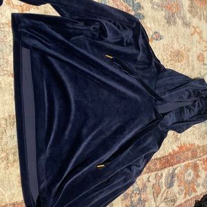 blue velvet cropped hoodie